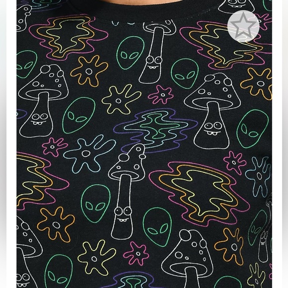 A-Lab Quinnie Mushroom All Over Print Black Crop T-Shirt ๐ - Picture 3 of 3